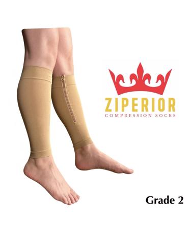 Buy Nude Compression Shin Calf Sleeves 20-30 mmHg - No Foot Zipper - Large/X-Large - International Shipping - Buy Online on GoSupps.com