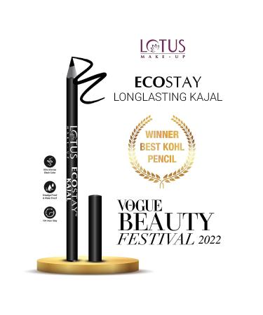 Lotus Herbals Ecostay Kajal 1.2g Black - Long-lasting, Smudge-proof Formula - Buy Online on GoSupps.com