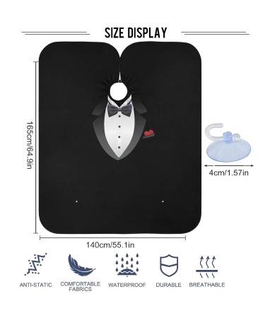 Visesunny Tuxedo Barber Cape with Bow Tie Anti-Static Water-Resistant Hair Cutting & Shaving Bib for Professionals | Adjustable Snap Closure | International Shipping - Buy Online on GoSupps.com