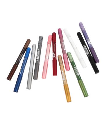 Baluue 24 Pcs Pearlescent Eyeshadow Pencil Makeup Pen Eye Shadow Stick Eye Glitter Waterproof Makeup Wood 12.5X0.5cmx2pcs Assorted Colorx2pcs