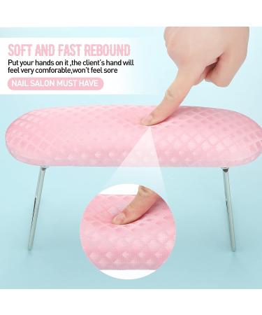 Nail Arm Rest Microfiber Leather Manicure Pillow with Stainless Steel Stand - Pink Nail Art Hand Pillow for Women and Girls - Buy Online on GoSupps.com