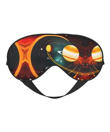 SSIMOO Solar System Jupiter Saturn Sleep Mask-Adjustable Breathable Fashionable Eye Mask for A Comfortable Sleep Experience Black