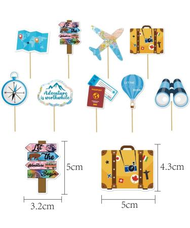 27 Pcs Travel Themed Cupcake Toppers Airplane Map Let the Adventure Begin Cake Toppers for Travel Themed Birthday Retirement Graduation Job Career Change Moving Away Baby Shower Party Supplies - Buy Online on GoSupps.com