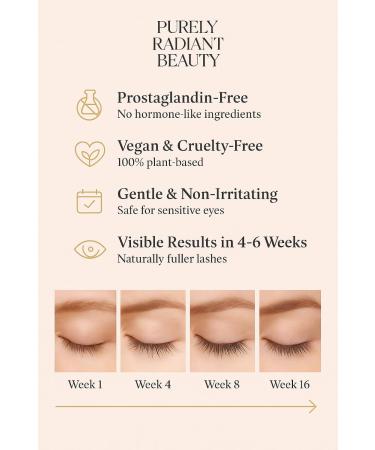 Purely Radiant Beauty Eyelash Growth Serum Prostaglandin-Free Lash & Brow Enhancer for Longer Thicker Lashes Vegan Cruelty-Free Castor Oil Based Natural Lash Serum for Growth - Buy Online on GoSupps.com