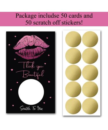 Haizct 50 Pack Thank You Blank Gift Certificate Scratch Off Cards - Pink Lip Gloss Design | Perfect for Small Business, Spa, Beauty Salon, Makeup, Hair Salon, Bridal Shower, Baby Shower, Country Wedding - Buy Online on GoSupps.com
