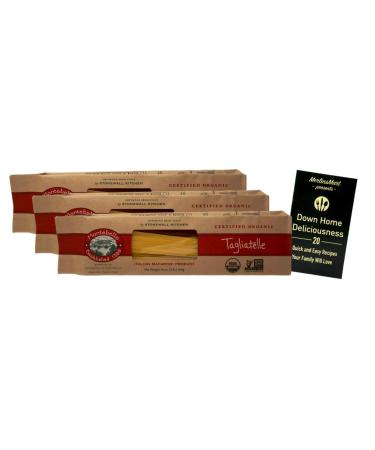 Montebello Organic Italian Pasta | Tagliatelle (16 Ounces) | 3 Count Plus Recipe Booklet Bundle