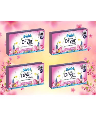4 x Spring Fresh Tumble Dryer Sheets Pack Of 35 Fabric Conditioner Laundry Aid Anti Static Sheets