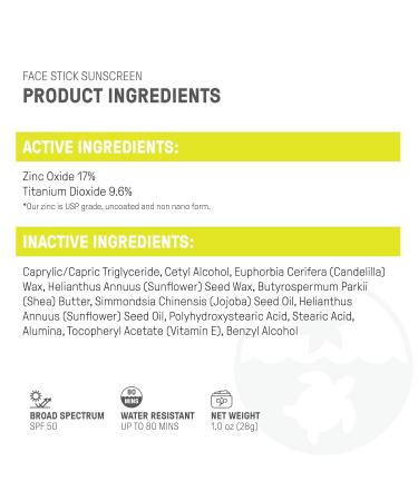 Raw Elements Face Stick SPF 50 All-Natural Mineral Sunscreen - Reef Safe Water Resistant Broad Spectrum UVA/UVB Protection Safe For All Ages Travel Size 1 oz 2PK - Buy Online on GoSupps.com