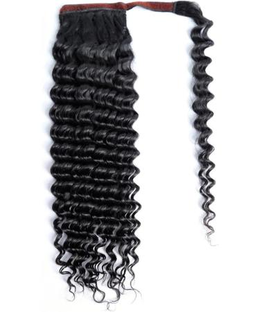 Deep Wave Human Hair Ponytail Extension for Black Women Wrap Around Ponytail with Magic Paste Clip In Wave Ponytail Hair Extensions Human Hair Pieces (Size : 14inches 100g) - Buy Online on GoSupps.com