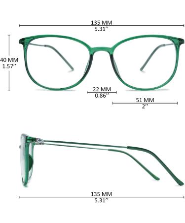 Koosufa Classic Retro Nerd Glasses for Men & Women - Vintage Round Panto Frames - Prescription-Free Fake Glasses with Case - Green - Buy Online on GoSupps.com