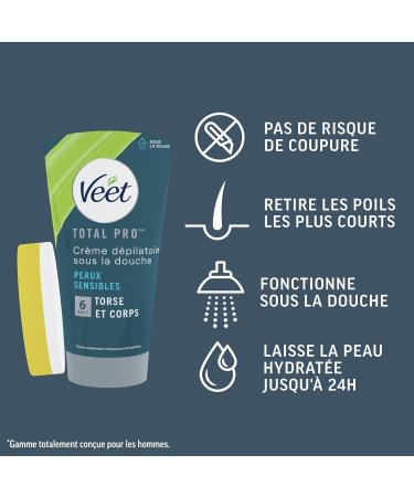 VEET Men 4 hair removal creams for men in the shower for sensitive skin 4 x 150 ml 150 ml Lot of 4 - Buy Online on GoSupps.com