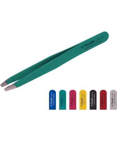 Faude Professional Tweezers for Eyebrow and Fine Hair Plucking Stainless Steel & Silk Touch Green Coating - Buy Online on GoSupps.com