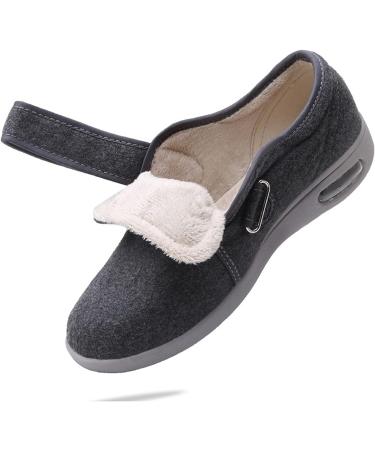 Yytcsjz 22.5CM Grey Swollen Feet Diabetic Edema Boots Slippers - Extra Wide Surgery Recovery Shoe for Elderly Plantar Fasciitis - Non Slip & Fattening - Buy Online on GoSupps.com