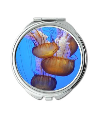 YENDOSTEEN Mirror makeup mirror aquarium jellyfishes underwater pocket mirror portable mirror