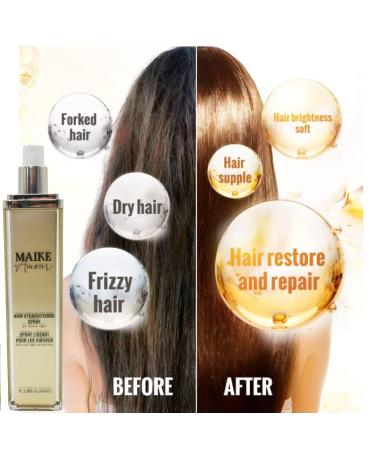 Hair Straightening Spray | Soft Silky Locks with Maximum Shine | Heat Protectant that Detoxifies Repairs and Prevents Hair Loss - Buy Online on GoSupps.com