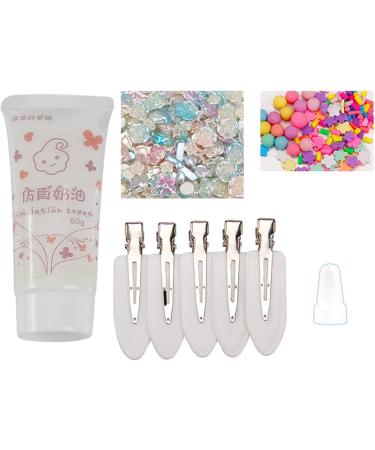 Hair Clips Kit Hairpin Bag Cream Glue with Resin Cute Cartoon Accessories Hairpins for Women Girls Fanelod Pink and White - Buy Online on GoSupps.com