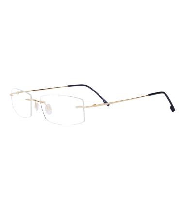 JoXiGo Reading Glasses Rimless for Women Men Ultralight Frame with Glasses Case Silver + 3.5 (70-74 years) Gold