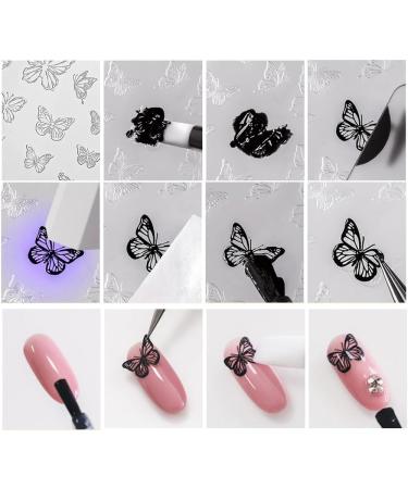 Flower Nail Silicone Mold 3D Butterfly Embossing Gel Print Stencil Nail Carving Template Tool For Nail Decors JT030 - Buy Online on GoSupps.com