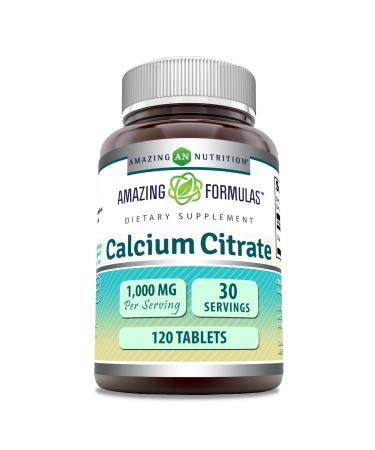Amazing Formulas Calcium Citrate Tablets 1000 Mg | Supplement for Men & Women | Non-GMO | Gluten-Free | Made in USA (1 Pack | 120 Count) Unflavored 1 Count (Pack of 1)