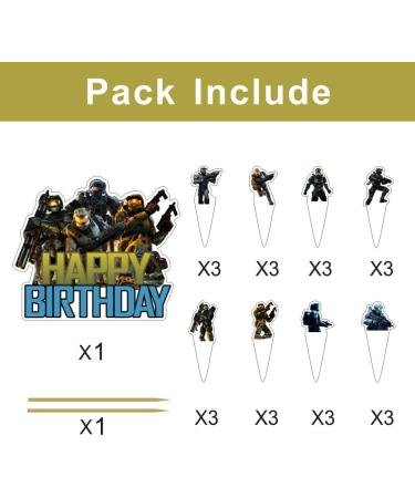 25pcs The Master Chief Decorations with 1pcs Cake Topper 24pcs Cupcake Toppers for Kids Birthday Party Supplies - Buy Online on GoSupps.com