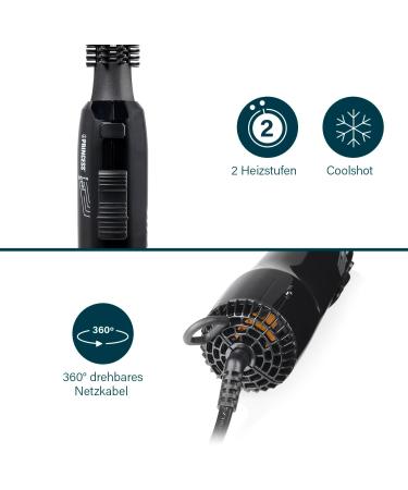 Princess 529202 Cool Curl CC 300 Black Curling Brush - Versatile Styling with 2 Attachments & Cool Shot Function - Perfect for All Hairstyles - Buy Online on GoSupps.com