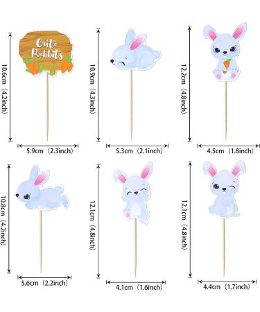 Easter Bunny Cake Decoration Set - 36 Rabbit Cupcake Picks & Kids Birthday Party Decor - Buy Online on GoSupps.com