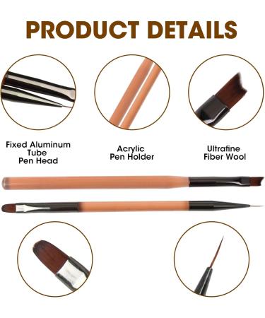 2pcs Professional Nail Clean Up Brushes for French Manicure | Round Angled Tip Head Pen Painting Tools for Gel Polish Mistake Cleaning & Art Design - Premium Synthetic Bristles (Tea Brown) - Buy Online on GoSupps.com