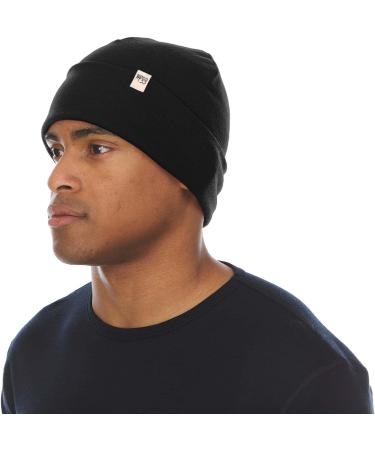 Ridge Cuff Beanie - 100% Merino Wool - Warm Winter Hat in Black - Buy Online on GoSupps.com
