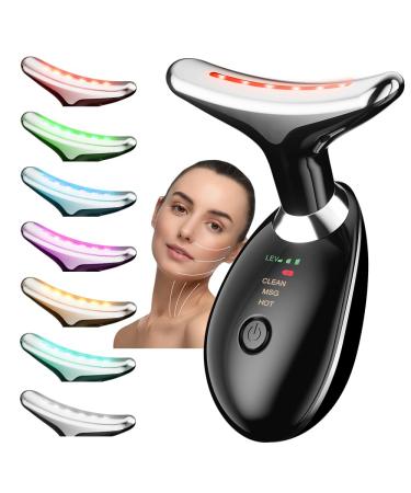 7 Color Facial Neck Massager Face Sculpting Tool for Skin Care Face Massager Double Chin (Black)