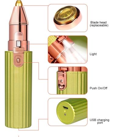 2 in 1 Electric Eyebrow Trimmer for Women - Painless Facial Hair Removal Mini Razor (Green) | Portable Eyebrow Epilator for Perfect Makeup - Buy Online on GoSupps.com