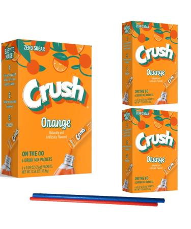 Crush Sugar Free Orange : Low Carb Zero Sugar Drink Mix - 3 boxes of 6 packs - 3 box of Orange Crush- Sugar Free Drink Mix - Keto Drink Mix Zero Guilt! Low Carb Zero Sugar Drink Mix - Comes with 2 Paper Straws and 1 Exclusive PALiSOL CREATiONS Stickers 18