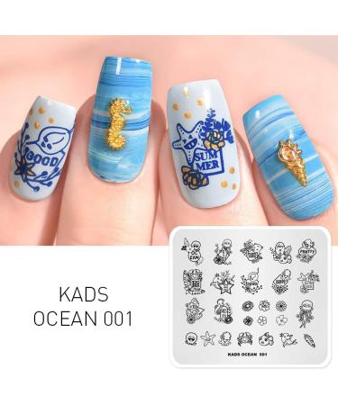 Ocean Marine Cartoon Nail Stamping Plate with Octopus and Crab Patterns | Nail Art Stamper Tool OC001 - Buy Online on GoSupps.com