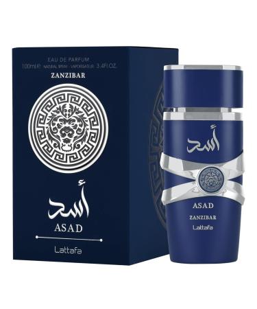 Asad Zanzibar Eau de Parfum 100-ML 3.4 Floz Long Lasting Perfume Rich Luxury Premium Unisex Frangrance Spray. Top Notes-Black Pepper And Sea lavender Navy Blue