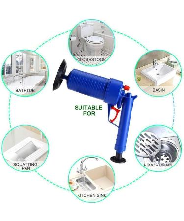 Cleaner Sewer Pipe Dredging Device Pneumatic Type Toilet Kitchen Floor Drain Blaster with Four Plugs Blue - Buy Online on GoSupps.com
