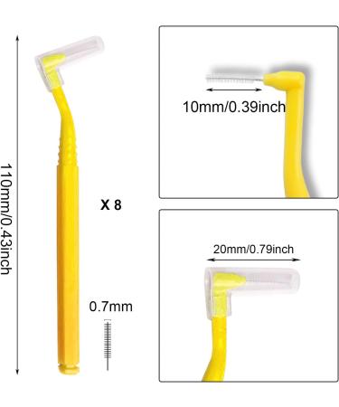 SKHAOVS 40pcs L-Shaped Interdental Brushes 0.7mm - Long Handle, Portable Oral Tooth Clean, Plaque Removal - Yellow - Buy Online on GoSupps.com
