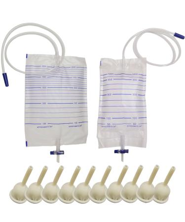 Condom Catheter External Self-Sealing Set Urinal Condom For Men+Urine Bag(30mm/1.18inch) 1000+2000ML-30MM