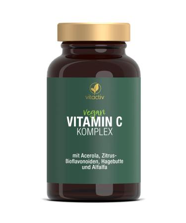 Vitaciv vitamin C complex + acerola - vitamin C high dose 1000mg & time released - vitamins made of acerola cherry rosehip alfalfa plus citrus bioflavonoid - laboratory test vegan 100 tablets