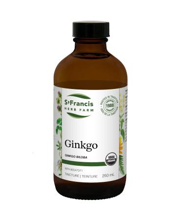 St. Francis Herb Farm Ginkgo (Ginkgo biloba leaf) Certified Organic Herbal Tincture Extract used in Herbal Medicine to support peripheral circulation it is also beneficial for improving cognitive behaviour and sleep patterns - 250ml 250 ml (Pack of 1)