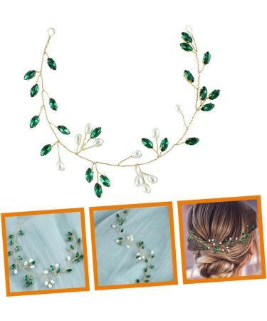 Healeved Wedding Bride Hair Vine Wedding Hair Accessories for Bridal Decorative Hair Vine Hair Vines for Wedding Hairstyles Hair Vine for Wedding Bride Hair Accessories Pearl Rhinestones 20.5x3.5x0.5cm Green - Buy Online on GoSupps.com