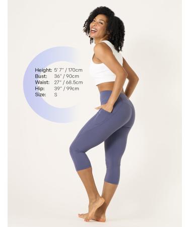 Lapasa Ladies Capri Yoga Leggings - High Waist 3/4 Workout Tights with Pockets - Steel Blue | XS Size - Buy Online on GoSupps.com