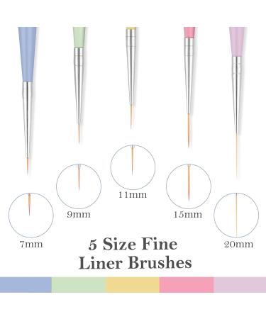 TEOYALL Double Ended Nail Art Brushes - 5 PCS Painting Tools, Fine Liner Brushes, Dotting Pens - Multicolor - Buy Online on GoSupps.com