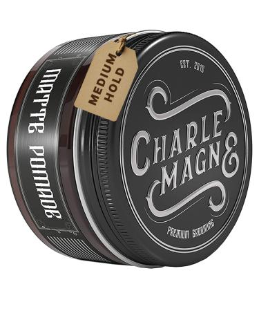 Charlemagne Pommade capillaire mate pour hommes - 100 ml parfum cuir - Cr me coiffante base d'eau pour hommes - Fabriqu e en Allemagne (100 ml (Pack of 1) Medium Hold) Medium Hold 100 g (Lot de 1)