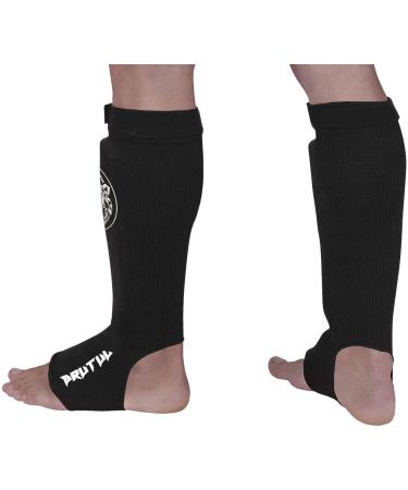 Brutul Cloth Shin & Instep Guards | Training Sparring Shin Pads | MMA, Muay Thai, Karate | Washable | Black - Large/X-Large - Buy Online on GoSupps.com