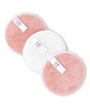 Reusable Makeup Remover Cloths Microfiber Exfoliating Cleansing Facial Pads 3-Piece Pink and White