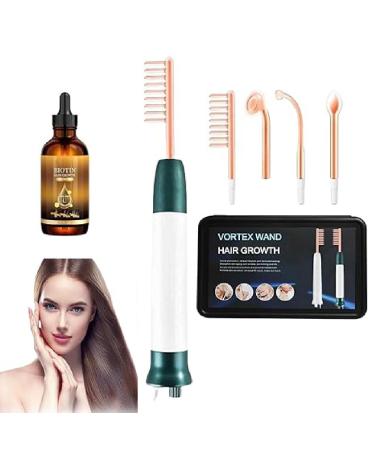 Hair Growth Wand Haute frequence baguette pour la croissance des cheveux Baguette de croissance des cheveux avec hair serum Baguette de croissance des cheveux avec 4 tubes diff rents (1 Vert) 1 Vert