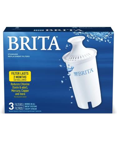 Brita Standard Water Filter Replacement - 3 Count, BPA Free for Pitchers & Dispensers - Buy Online on GoSupps.com