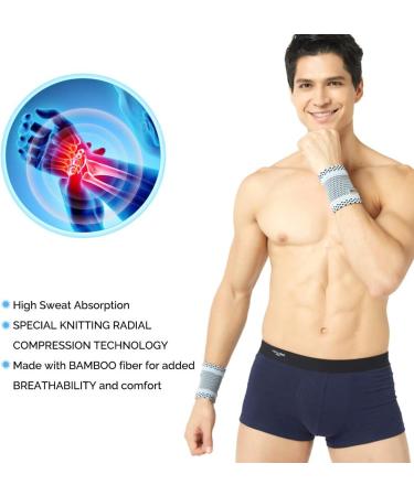 NeoTech Care Bamboo Wrist Band - Elastic & Breathable for Sports - Grey, Medium - 1 Pack - Buy Online on GoSupps.com