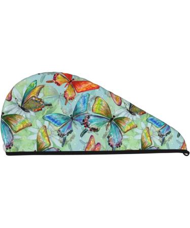Retro Seamless Flying Butterflies Microfiber Hair Towel | Soft Super Absorbent Hair Wrap for Women | Quick Dry Cap for Long Curly & Thick Hair - Buy Online on GoSupps.com