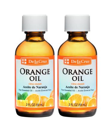 De La Cruz Pure Orange Oil - 100% Pure Orange Essential Oil for Diffuser - Cold Pressed Orange Essential Oil - 2 Fl OZ (2 Bottles) Orange 2 Fl Oz (Pack of 1)