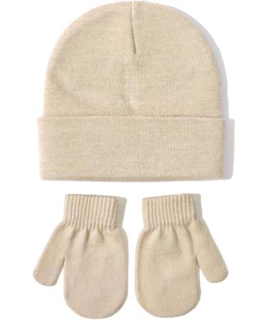 XYIYI Newborn Baby Winter Beanie Hat Mitten Set - Warm Knitted Hat Glove Set for Boys Girls 3-18 Months (Beige) - Buy Online on GoSupps.com